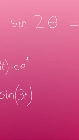 Animation-of-hand-written-mathematical-formulae-over-pink-background