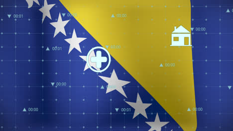 Animation-of-data-processing-over-flag-of-bosnia-and-herzegovina