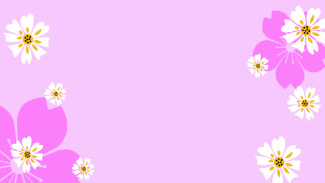 Animation-of-multiple-flowers-moving-over-pink-background