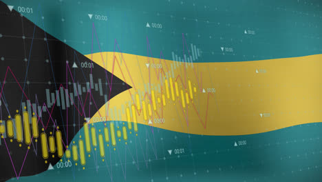 Animation-of-data-processing-over-flag-of-bahamas