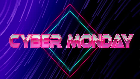 Animación-Del-Texto-Exclusivo-Del-Cyber-Monday-Sobre-Estelas-De-Luz-Azules-Y-Rosas-En-Movimiento