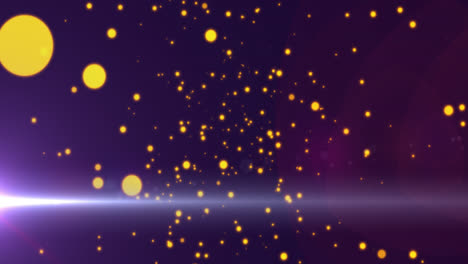 Animation-of-golden-dots-falling-on-purple-background