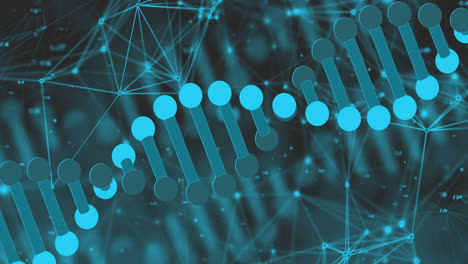 Animation-of-macro-of-blue-3d-dna-strand-spinning