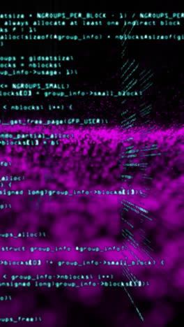 Animation-of-data-processing-and-purple-spots-over-black-background