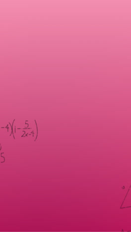 Animation-of-hand-written-mathematical-formulae-over-pink-background