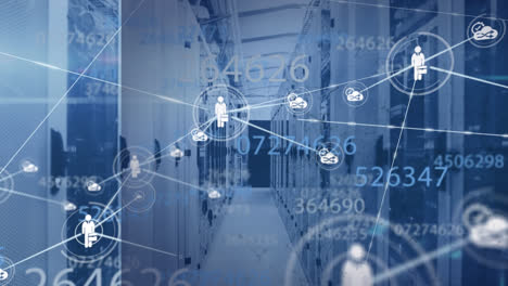 Animation-of-network-of-connections-with-numbers-over-computer-servers