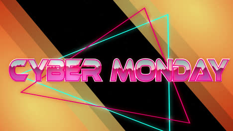 Animation-of-cyber-monday-text-over-geometrical-moving-shapes