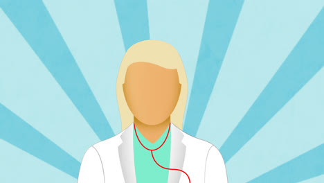 Animation-of-doctor-icon-over-lines-on-blue-background