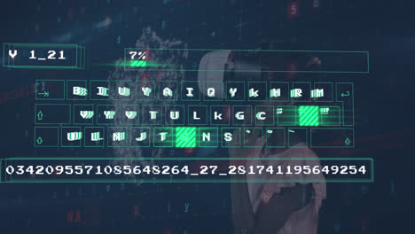Animación-Del-Procesamiento-De-Datos-Digitales-En-El-Teclado-Sobre-Una-Chica-Caucásica-Con-Auriculares-Vr