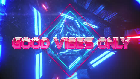 Animation-of-good-vibes-only-text-over-moving-digital-tunnel