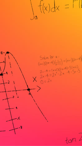 Animation-of-hand-written-mathematical-formulae-over-pink-background