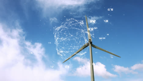 Animation-of-globe-and-data-processing-over-wind-turbine