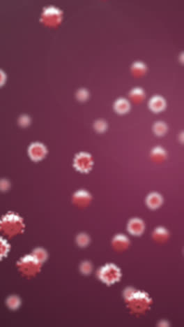 Animation-of-virus-cells-floating-on-red-background