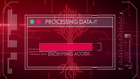 Animation-of-integrated-circuit-over-digital-screen-with-processing-data