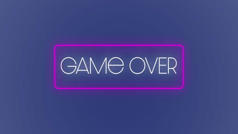 Animation-of-game-over-text-over-neon-frame-and-blue-background