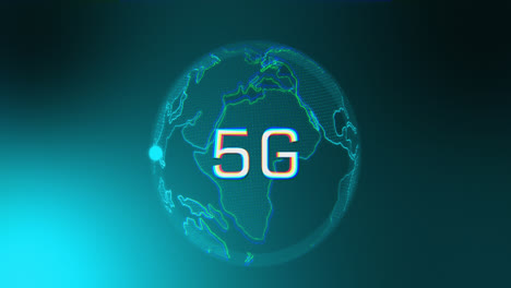 Animation-Von-5G-über-Globus,-Kreis-Und-Digitalbildschirm