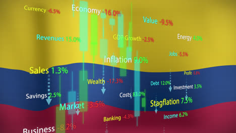 Animation-of-data-processing-over-flag-of-colombia