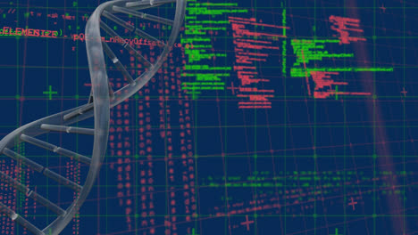 Animación-De-La-Cadena-De-ADN-Sobre-El-Procesamiento-De-Datos-Sobre-Fondo-Azul.