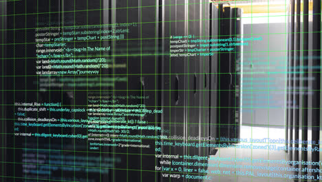 Animation-Eines-Gittermusters-über-Computersprache-Vor-Dem-Serverraum-Im-Hintergrund