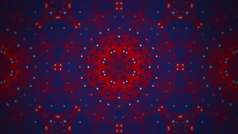 Animation-of-kaleidoscopic-shapes-moving-on-blue-background