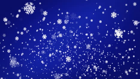 Animation-of-falling-snowflakes-against-blue-background