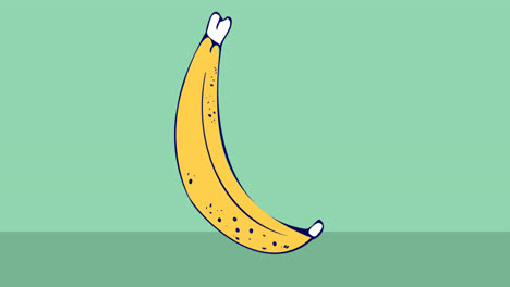 Animation-of-banana-icon-on-green-black-background