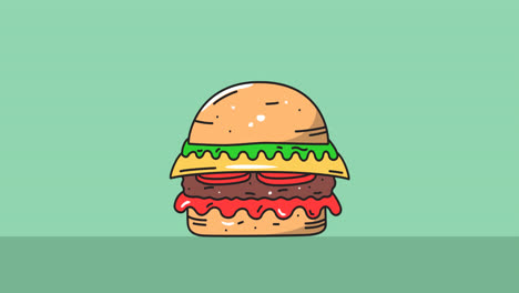 Animación-Del-Icono-De-Hamburguesa-Sobre-Fondo-Negro-Verde