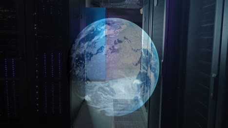 Animation-of-a-globe-against-computer-server-room