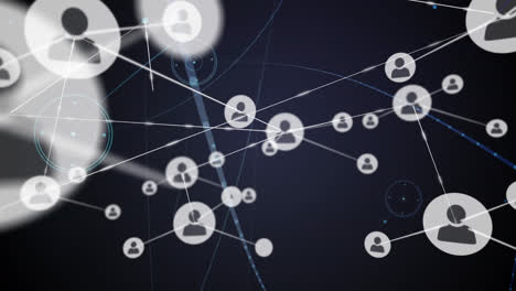 Animation-of-network-of-connections-with-icons-over-black-background