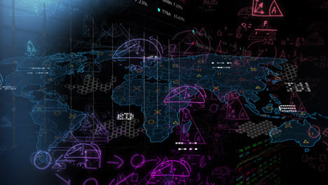 Animation-of-data-processing-over-world-map