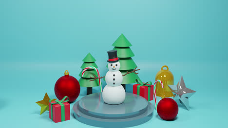 Animation-of-christmas-decorations-over-green-background