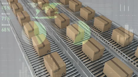 Animación-Del-Procesamiento-De-Datos-Estadísticos-Sobre-Cajas-En-Cinta-Transportadora-Sobre-Fondo-Gris.