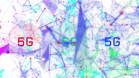 Animation-of-5g-over-globes,-connections-data-and-digital-screen