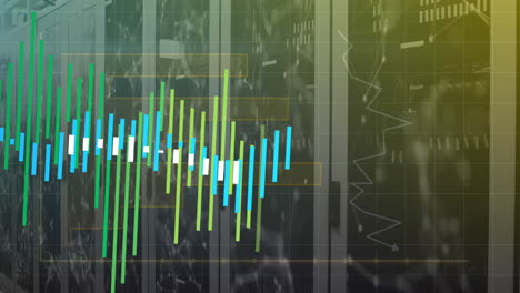 Animation-Der-Statistischen-Datenverarbeitung-Und-Des-Verbindungsnetzwerks-Im-Computerserverraum