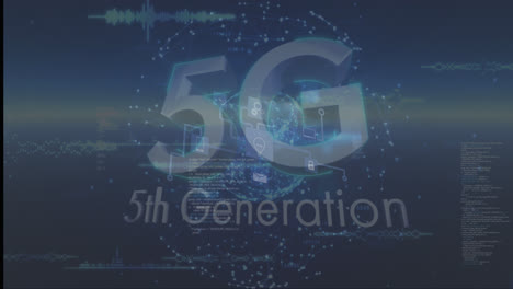 Animation-of-5g-5th-generation-and-connections-on-navy-background