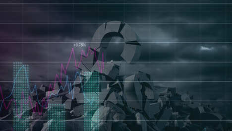 Animation-of-data-processing-over-broken-pounds-symbols