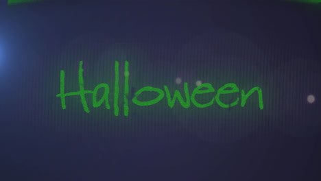 Animación-Del-Banner-De-Texto-De-Halloween-Sobre-Puntos-De-Luz-Sobre-Fondo-Azul.