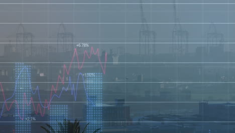 Animación-Del-Procesamiento-De-Datos-Financieros-Sobre-El-Paisaje-Urbano