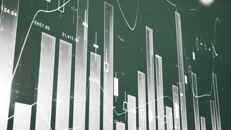 Animation-of-statistical-data-processing-against-green-background