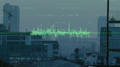 Animación-Del-Procesamiento-De-Datos-Financieros-Sobre-El-Paisaje-Urbano