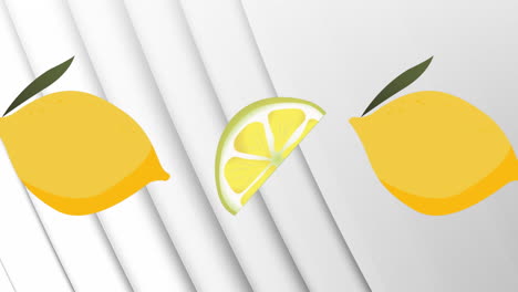 Animation-of-lemons-moving-over-white-background