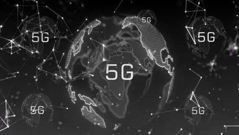 Animation-Von-5g-über-Globus,-Verbindungen,-Daten-Und-Digitalem-Bildschirm