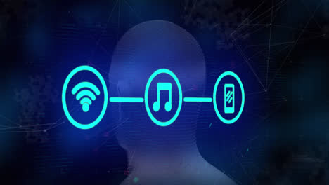 Animation-of-human-head-and-data-processing-with-icons