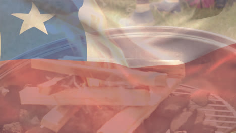 Animation-Der-Chilenischen-Flagge-über-Dem-Grill