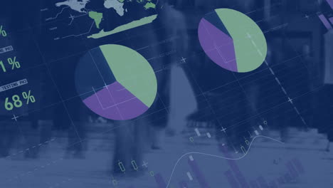 Animation-Der-Statistischen-Datenverarbeitung-Vor-Dem-Mittelteil-Von-Menschen,-Die-Auf-Der-Straße-Gehen