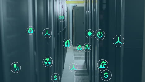 Animation-Von-Konzeptsymbolen-Für-Erneuerbare-Energien-Im-Computerserverraum