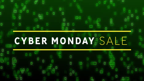 Animación-De-Venta-De-Cyber-Monday-Sobre-Fondo-Negro-Con-Luces-Verdes.