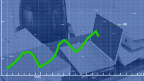 Animación-Del-Procesamiento-De-Datos-Estadísticos-Contra-Una-Computadora-Portátil-En-El-Escritorio-De-La-Oficina