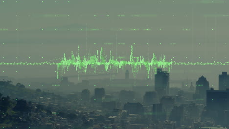 Animación-Del-Procesamiento-De-Datos-Financieros-Sobre-El-Paisaje-Urbano