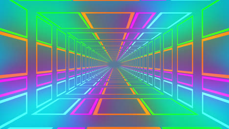 Animation-of-gradient-neon-tunnel-moving-on-blue-background